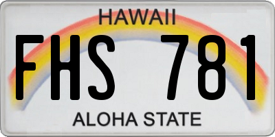 HI license plate FHS781