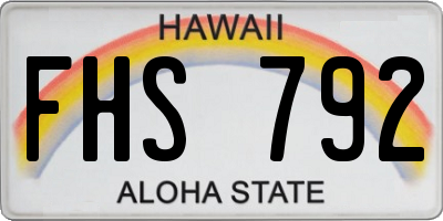 HI license plate FHS792