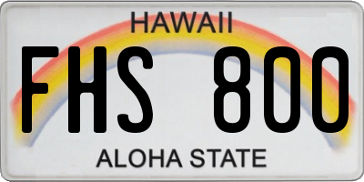 HI license plate FHS800