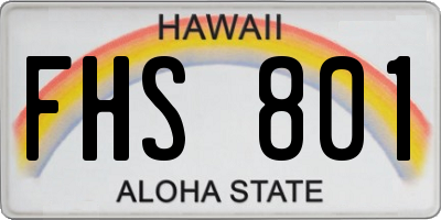 HI license plate FHS801