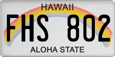 HI license plate FHS802