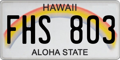 HI license plate FHS803