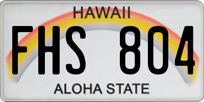 HI license plate FHS804