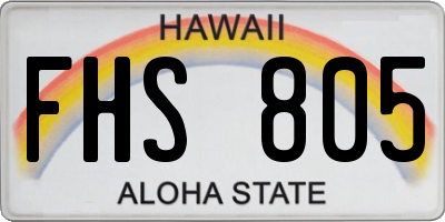 HI license plate FHS805