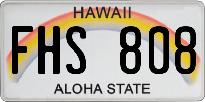 HI license plate FHS808