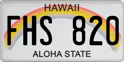 HI license plate FHS820