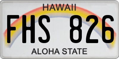 HI license plate FHS826