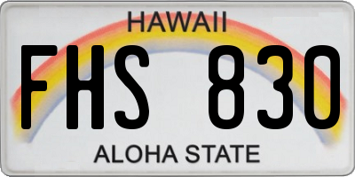HI license plate FHS830