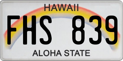 HI license plate FHS839