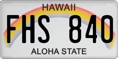 HI license plate FHS840