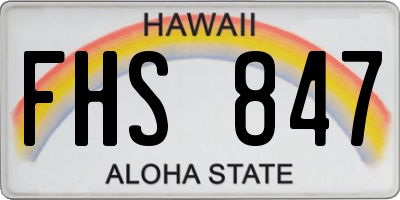 HI license plate FHS847
