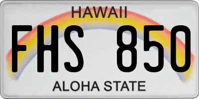 HI license plate FHS850