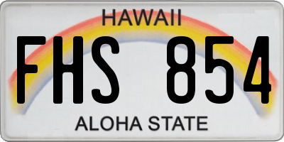 HI license plate FHS854