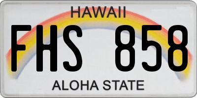 HI license plate FHS858