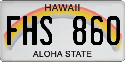 HI license plate FHS860