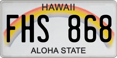 HI license plate FHS868