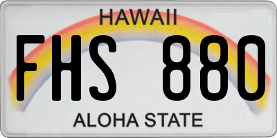 HI license plate FHS880