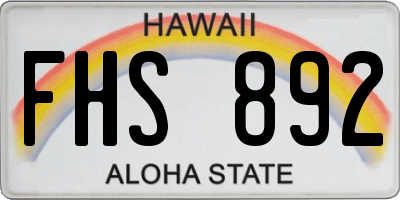 HI license plate FHS892