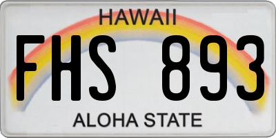 HI license plate FHS893