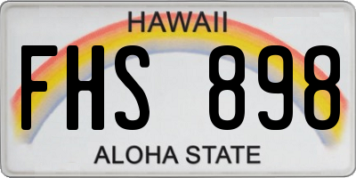 HI license plate FHS898