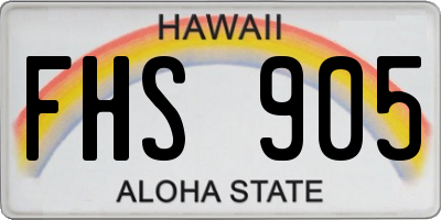 HI license plate FHS905
