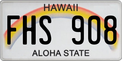 HI license plate FHS908
