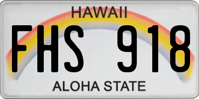 HI license plate FHS918