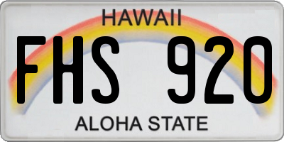HI license plate FHS920