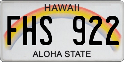HI license plate FHS922
