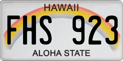 HI license plate FHS923