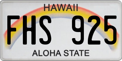 HI license plate FHS925
