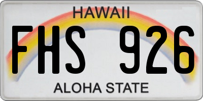 HI license plate FHS926