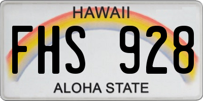 HI license plate FHS928