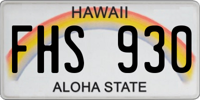 HI license plate FHS930