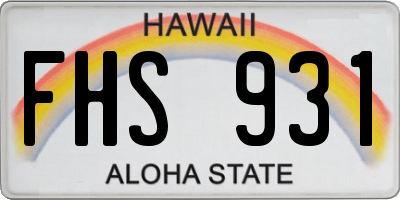 HI license plate FHS931