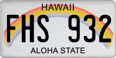 HI license plate FHS932
