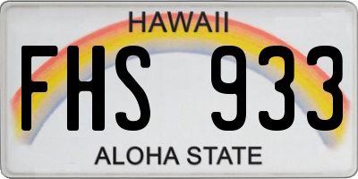 HI license plate FHS933