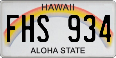 HI license plate FHS934