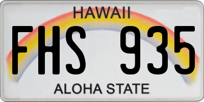 HI license plate FHS935