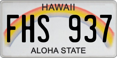 HI license plate FHS937