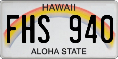HI license plate FHS940