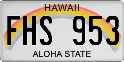 HI license plate FHS953
