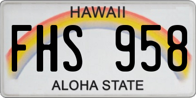 HI license plate FHS958