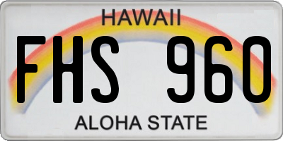 HI license plate FHS960