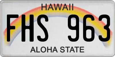 HI license plate FHS963