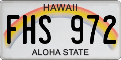 HI license plate FHS972