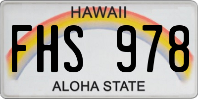 HI license plate FHS978