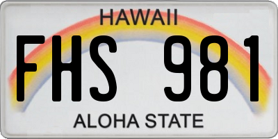 HI license plate FHS981