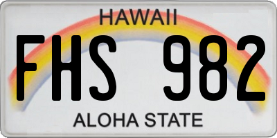 HI license plate FHS982