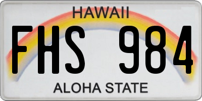 HI license plate FHS984
